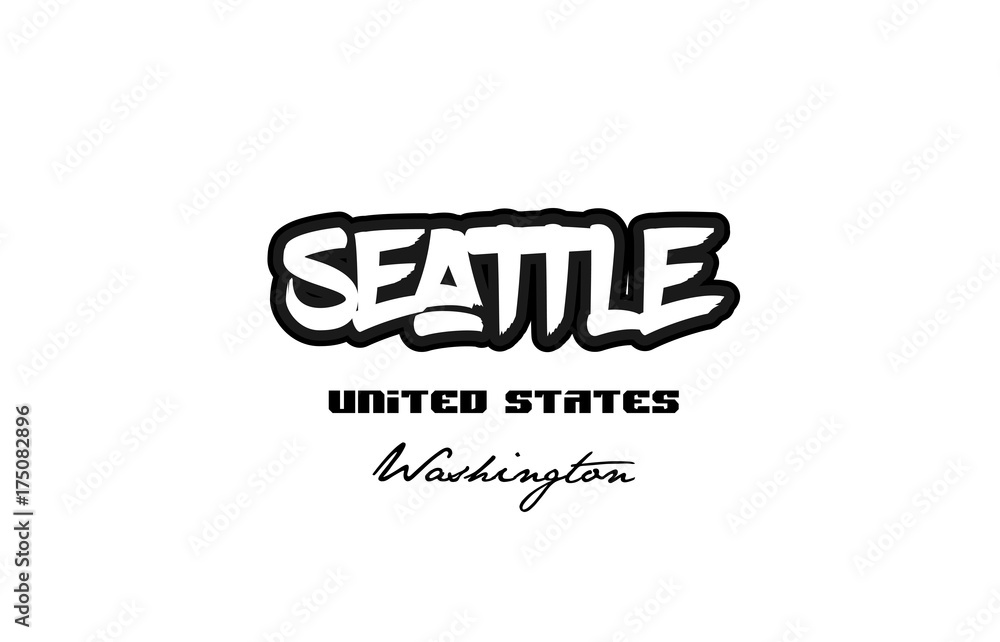 United States seattle washington city graffitti font typography design United States seattle washington city graffitti font typography design