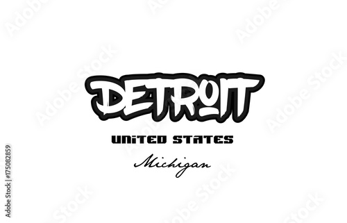 United States detroit michigan city graffitti font typography design
