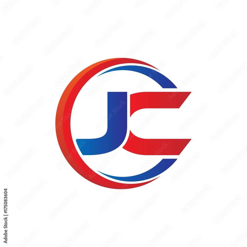 jc logo vector modern initial swoosh circle blue and red jc logo vector modern initial swoosh circle blue and red