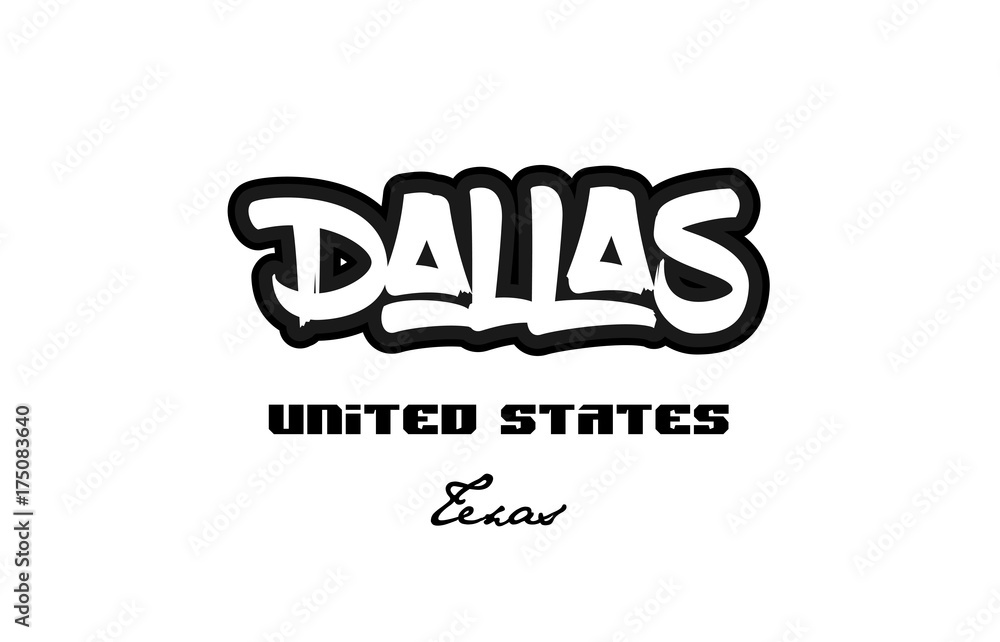 United States dallas texas city graffitti font typography design