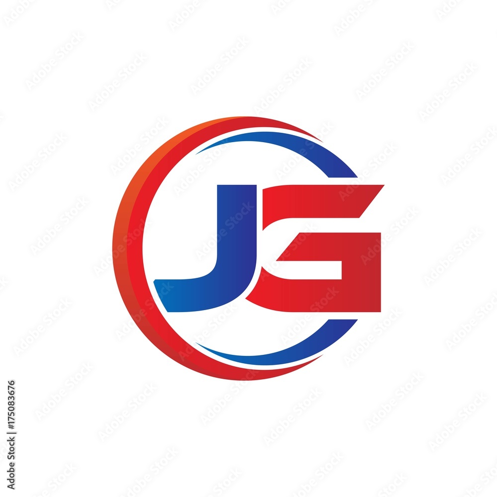 jg logo vector modern initial swoosh circle blue and red jg logo vector modern initial swoosh circle blue and red