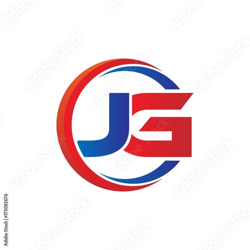 Free Download jg logo vector modern initial swoosh circle blue and red - GFXLoad