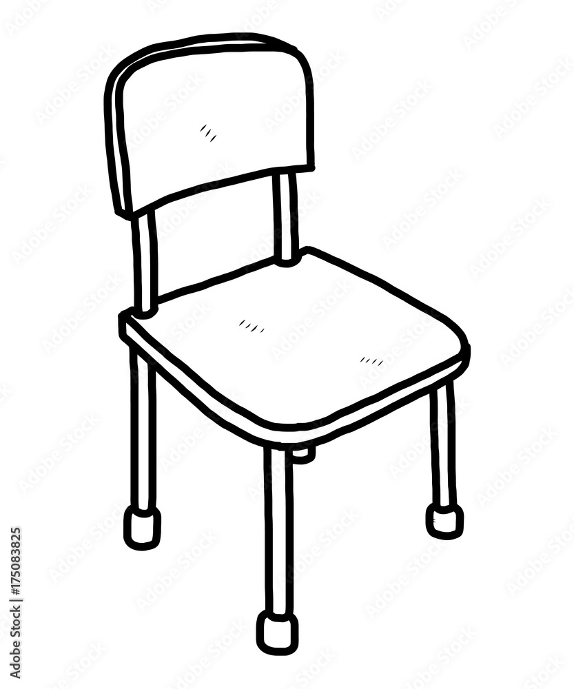 chair / cartoon vector and illustration, black and white, hand drawn,  sketch style, isolated on white background. Stock Vector | Adobe Stock