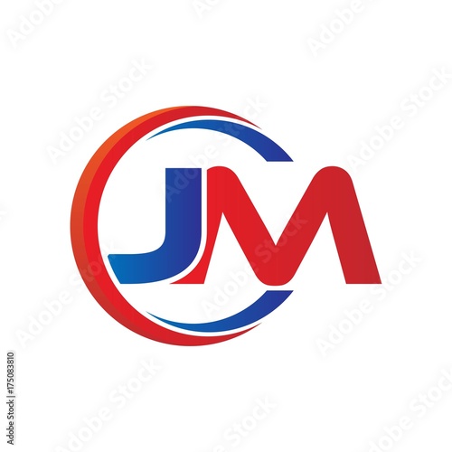 jm logo vector modern initial swoosh circle blue and red