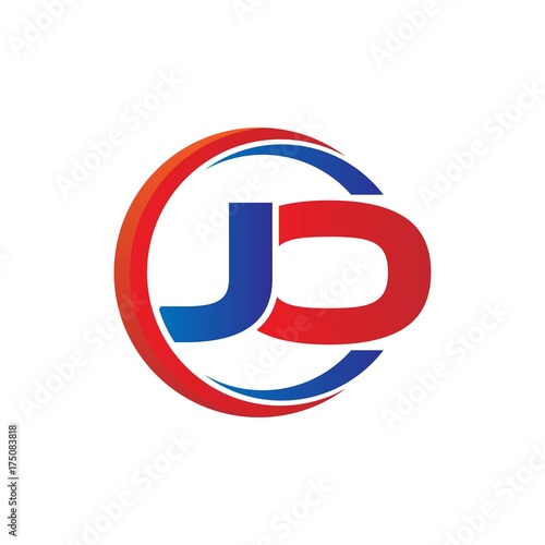 jo logo vector modern initial swoosh circle blue and red