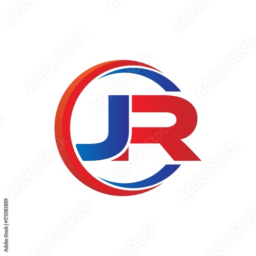 Free Download jr logo vector modern initial swoosh circle blue and red - GFXLoad