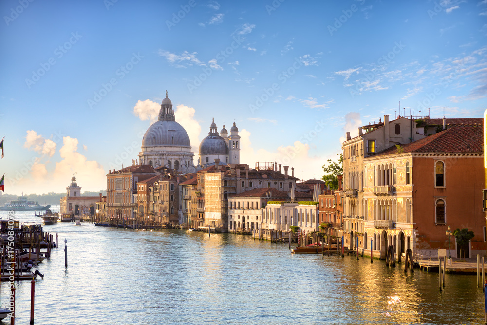 Grand Canal and Basilica Santa Maria della Salute early morning in Venice