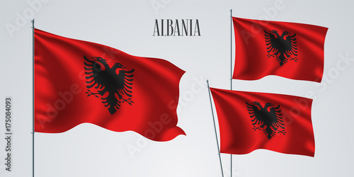 Albania waving flag set of vector illustration