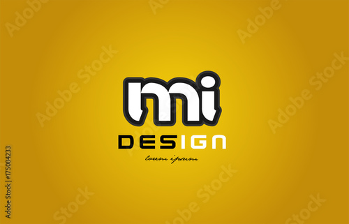 mi m i alphabet letter combination digit white on yellow background