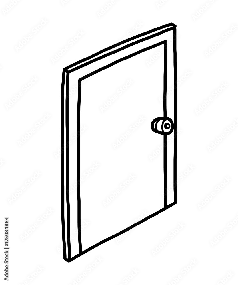 closed door / cartoon vector and illustration, black and white, hand drawn,  sketch style, isolated on white background. Stock Vector | Adobe Stock