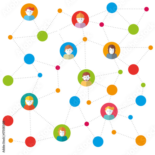 Team in social networks working vector illustration