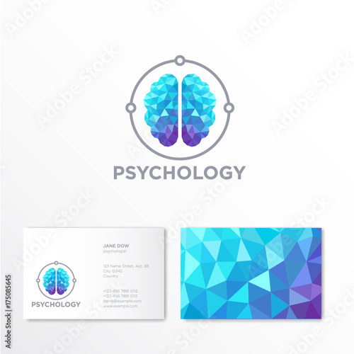 Psychology  logo. Crystal brain emblem. Identity. Business card. photo