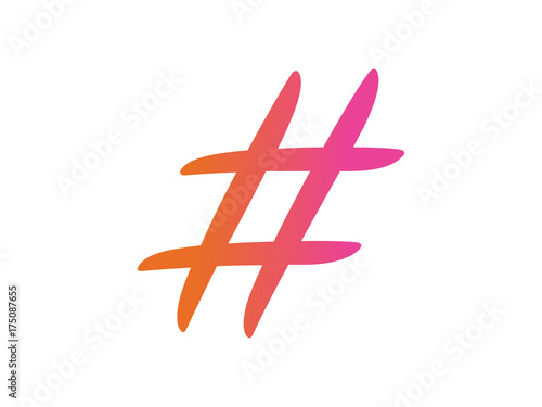 Colorful gradient  isolated hand writing word HASHTAG symbol