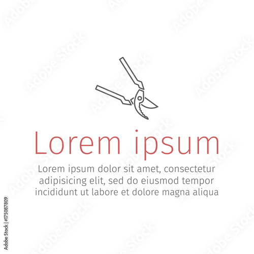 Secateurs, pruner, loppers, garden shears thin line icon. Vector.