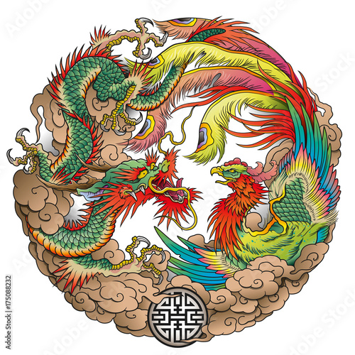 oriental dragon and phoenix