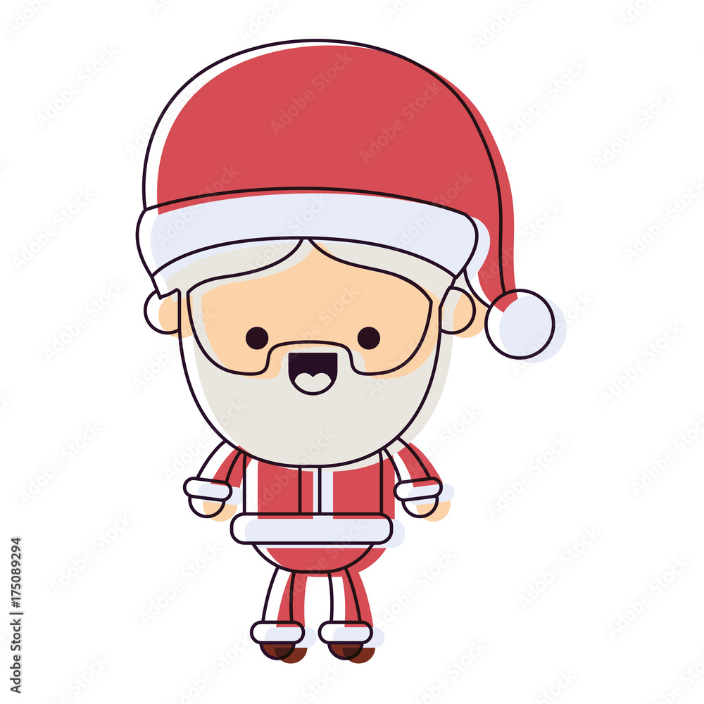 santa claus cartoon full body happiness expression watercolor silhouette on white background