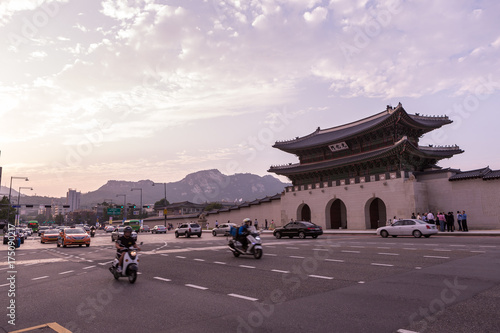 Gwanghwamun Gate on Sep 27, 2017 in Seoul city, Korea - famous landmark