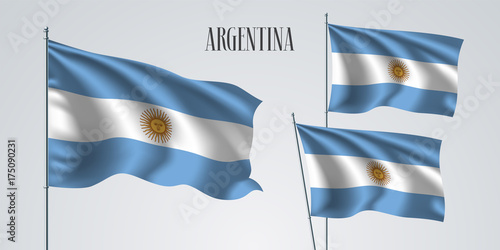 Argentina waving flag set of vector illustration