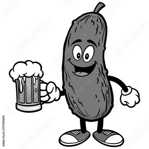 Pickle with Beer Illustration