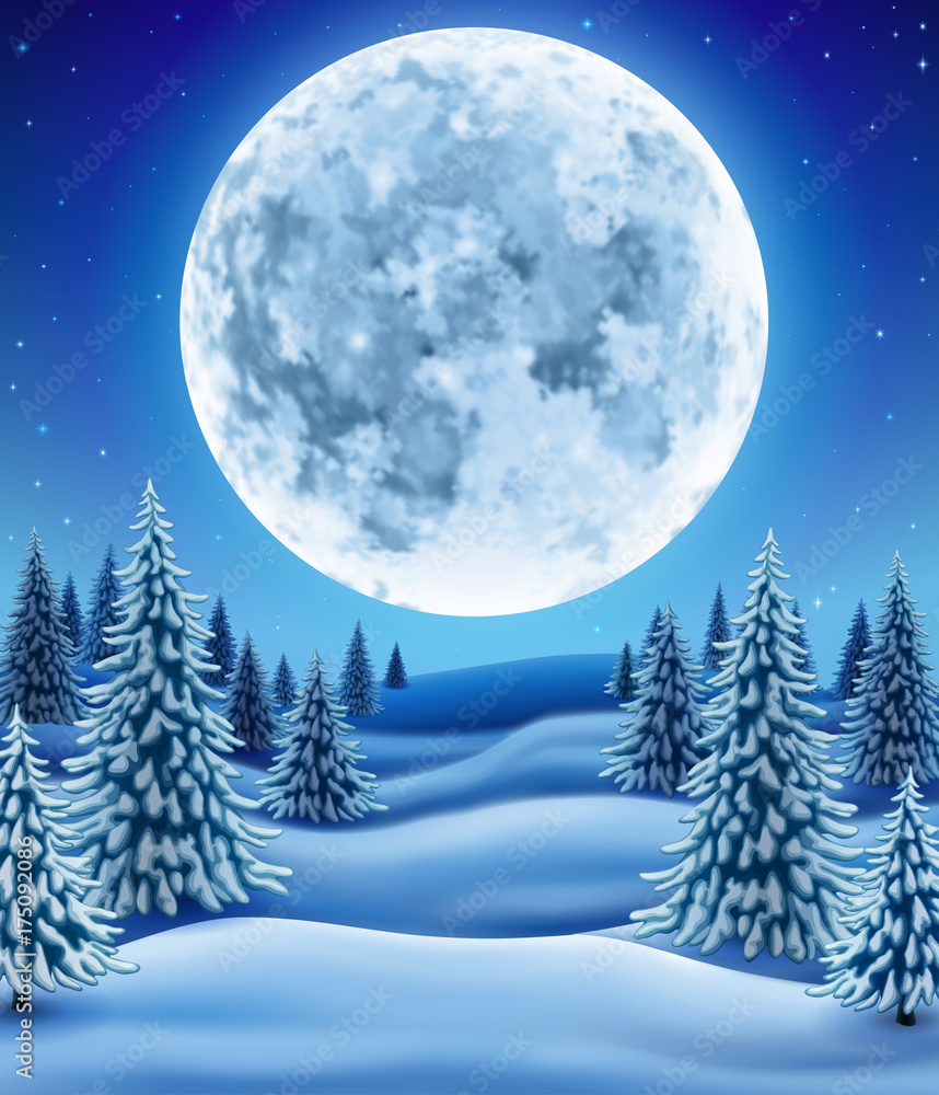 Winter Forest with moon Winter Forest with moon