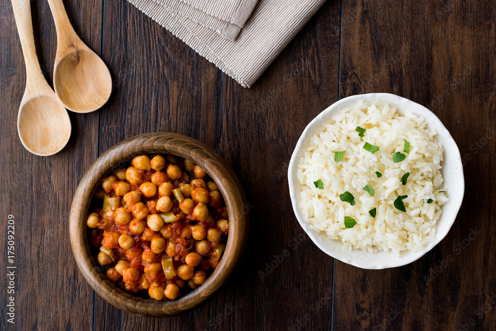 Chana Masala Chickpeas served with rice Chana Masala Chickpeas served with rice