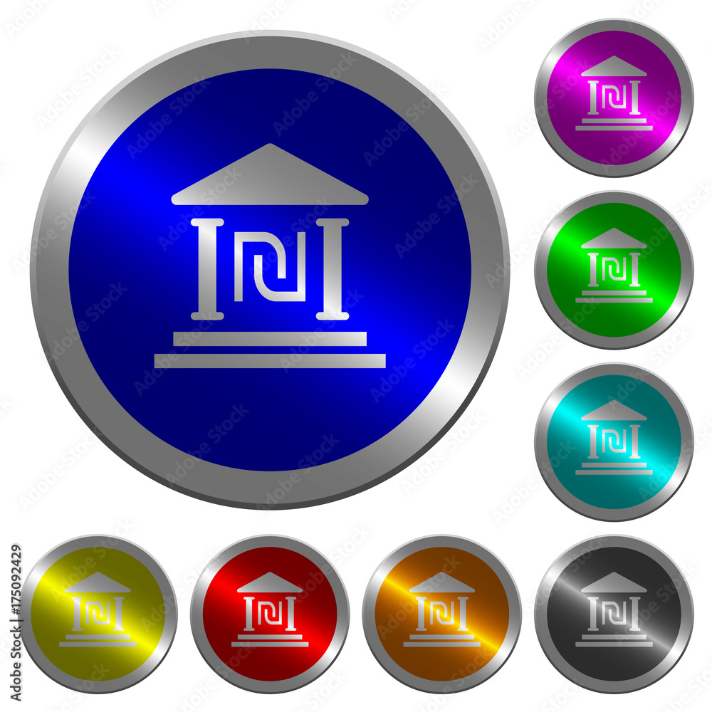 Israeli new Shekel bank office luminous coin-like round color buttons Israeli new Shekel bank office luminous coin-like round color buttons