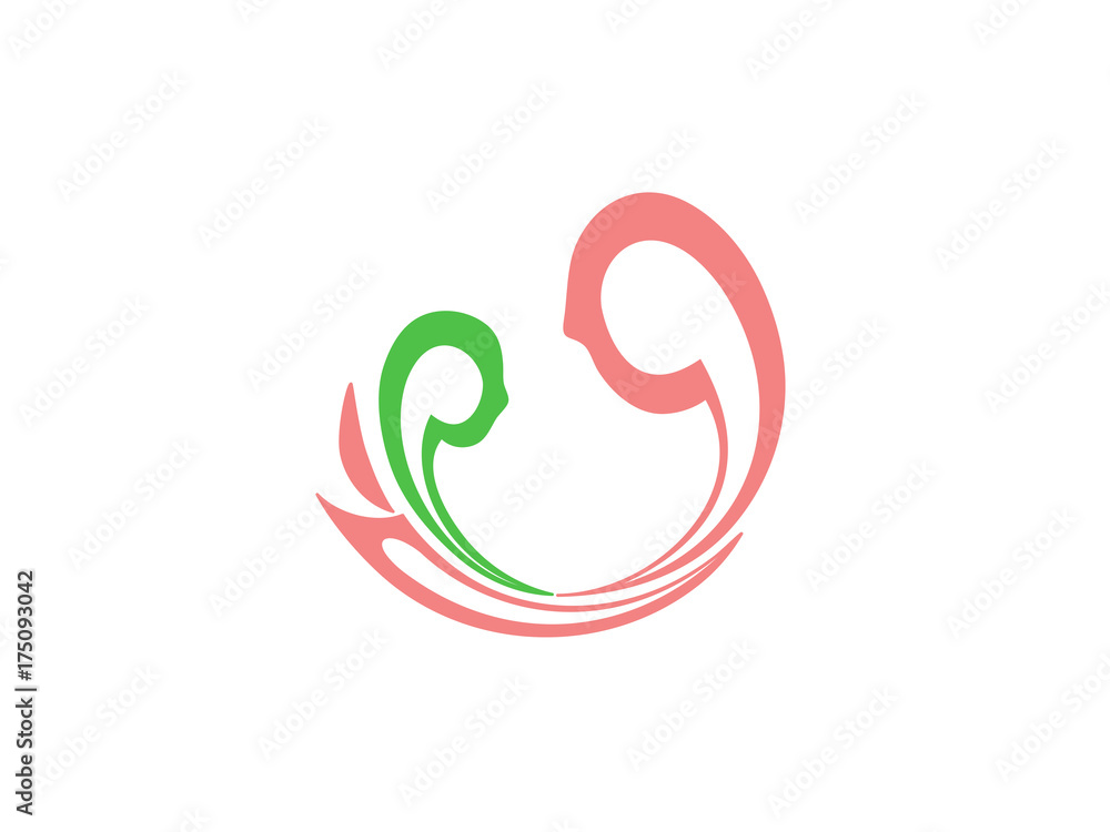 mom and baby vector logo