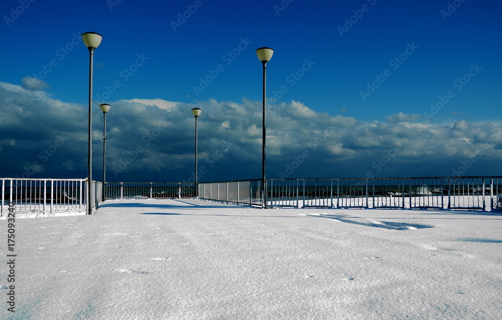 pier in the snow pier in the snow