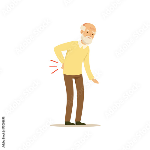 Male Character Old Bad back Colourful vector Toon Cute Illustration