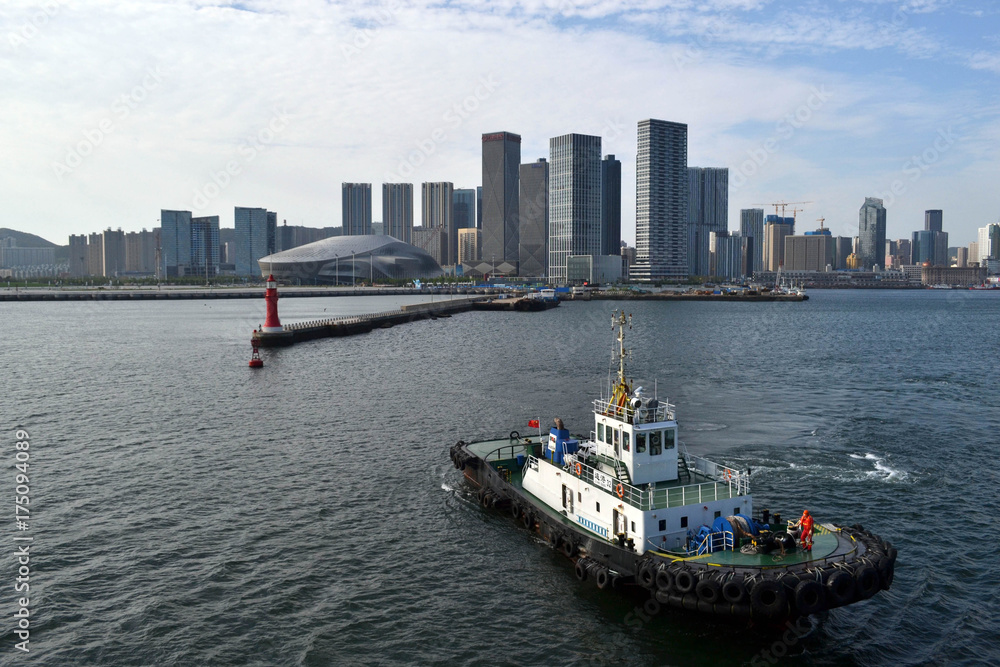 Fototapeta premium The result of expansive development in China. It's Dalian city, not even Top 10 biggest city in China. Pic was taken in August 2017