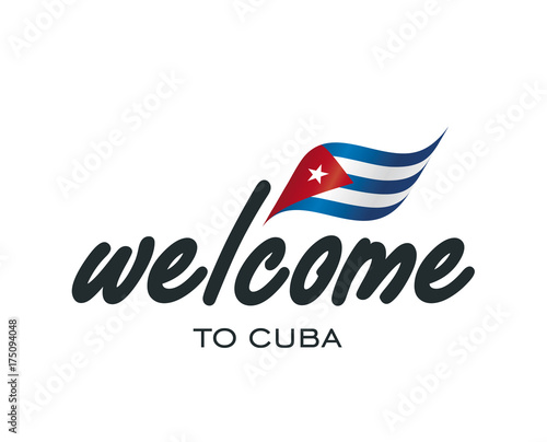 Welcome to Cuba flag sign logo icon