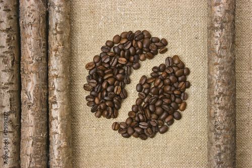 coffee beans on a sack background photo