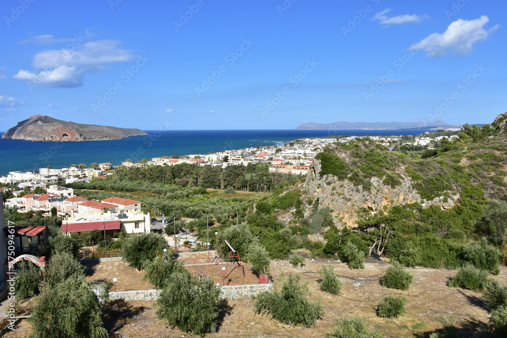 Platanias village and island Theodori,Crete,Greece