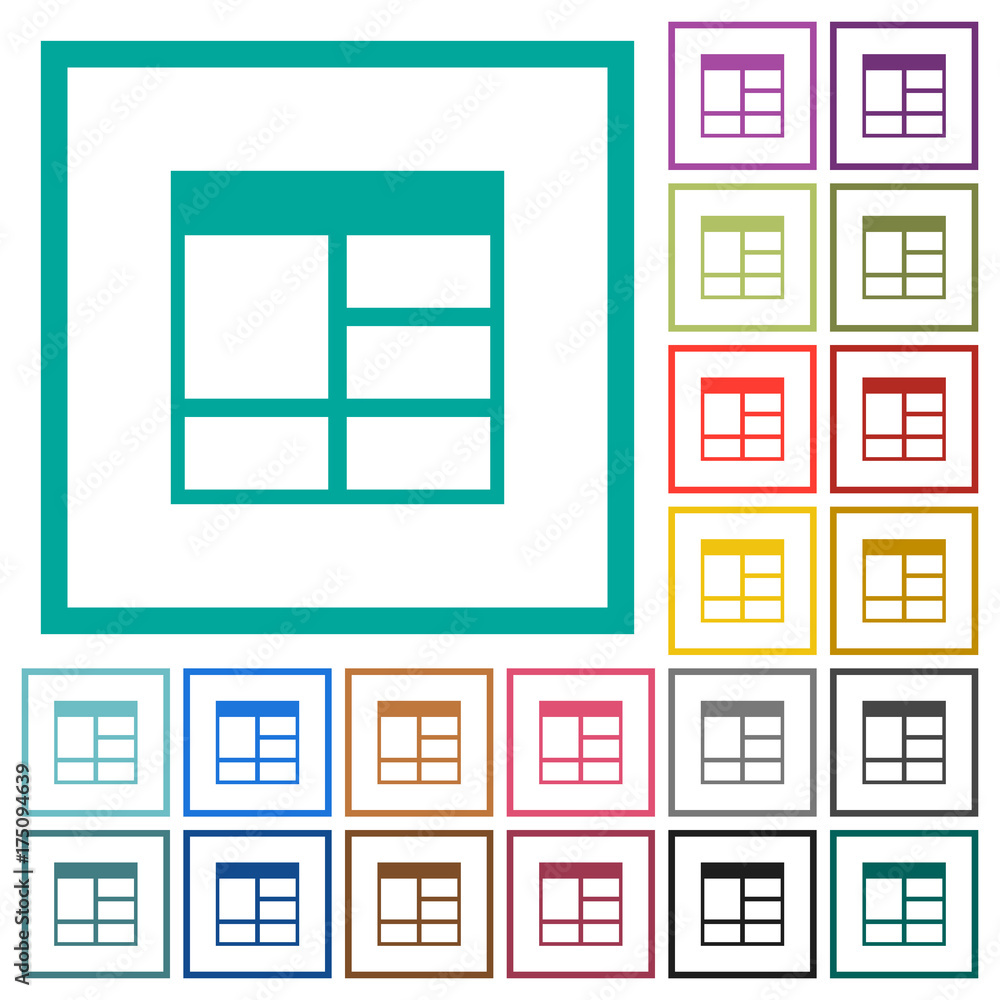 Spreadsheet vertically merge table cells flat color icons with quadrant frames Spreadsheet vertically merge table cells flat color icons with quadrant frames