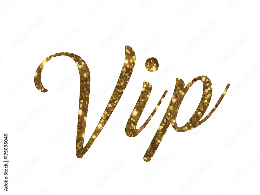 Golden glitter isolated hand writing word VIP Golden glitter isolated hand writing word VIP
