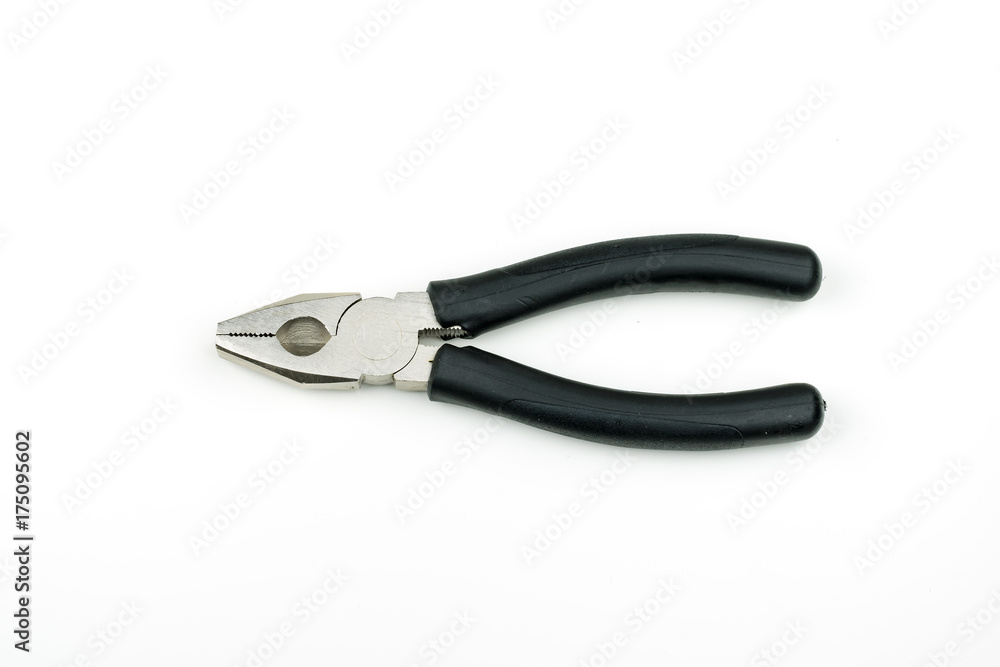 isolated stainless steel metal pliers , repair equipment on white background isolated stainless steel metal pliers , repair equipment on white background