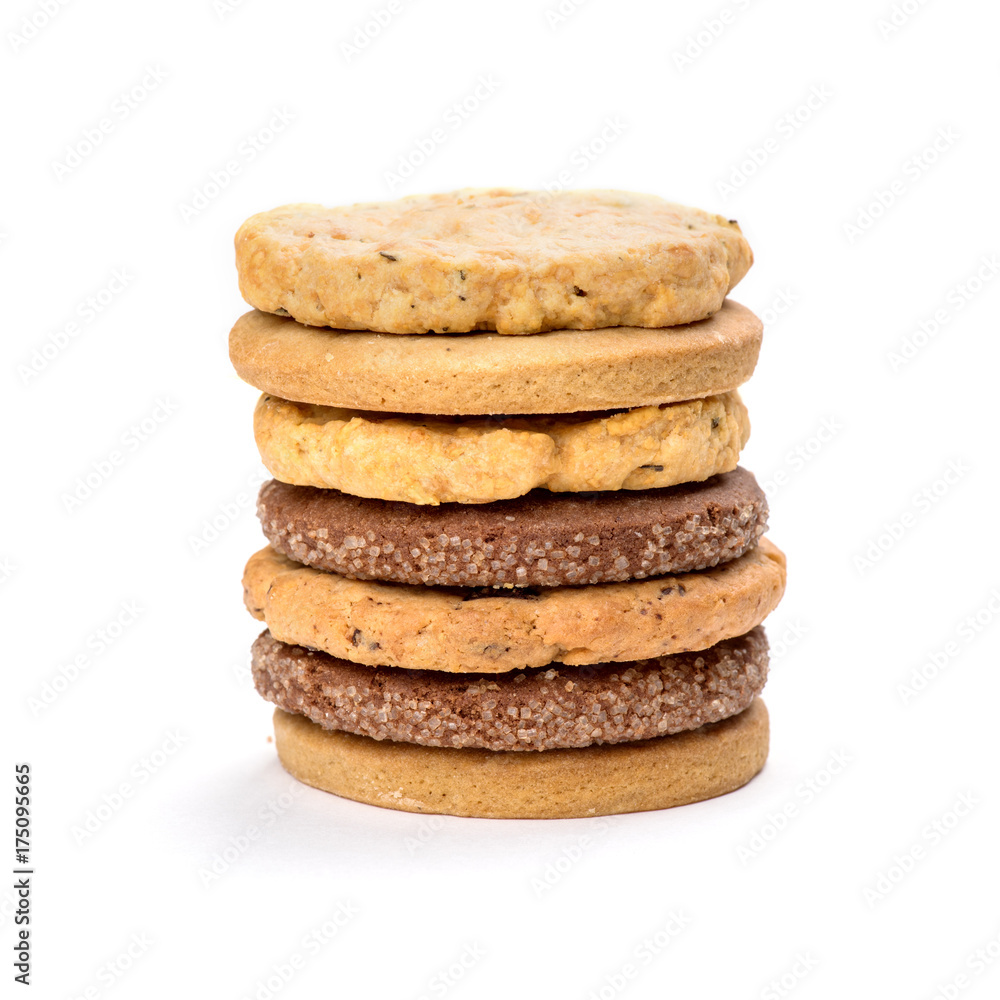 Stacked chip cookies isolated on white background Stacked chip cookies isolated on white background