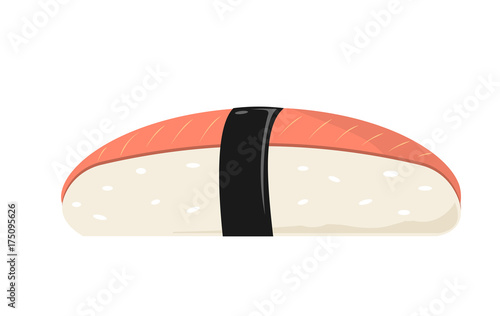 sushi with rice, salmon and nori. Single Isolated
