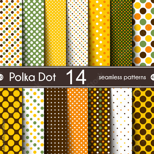 14 Different Round Shape Vector Seamless Patterns.