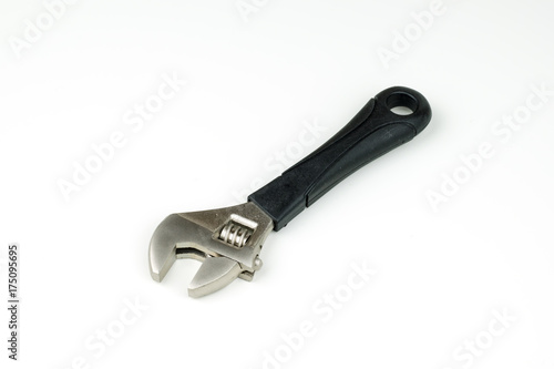 isolated stainless steel metal wrench , repair equipment on white background © paulfourk