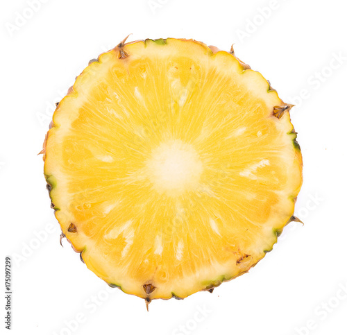 pineapple with slices isolated on white background