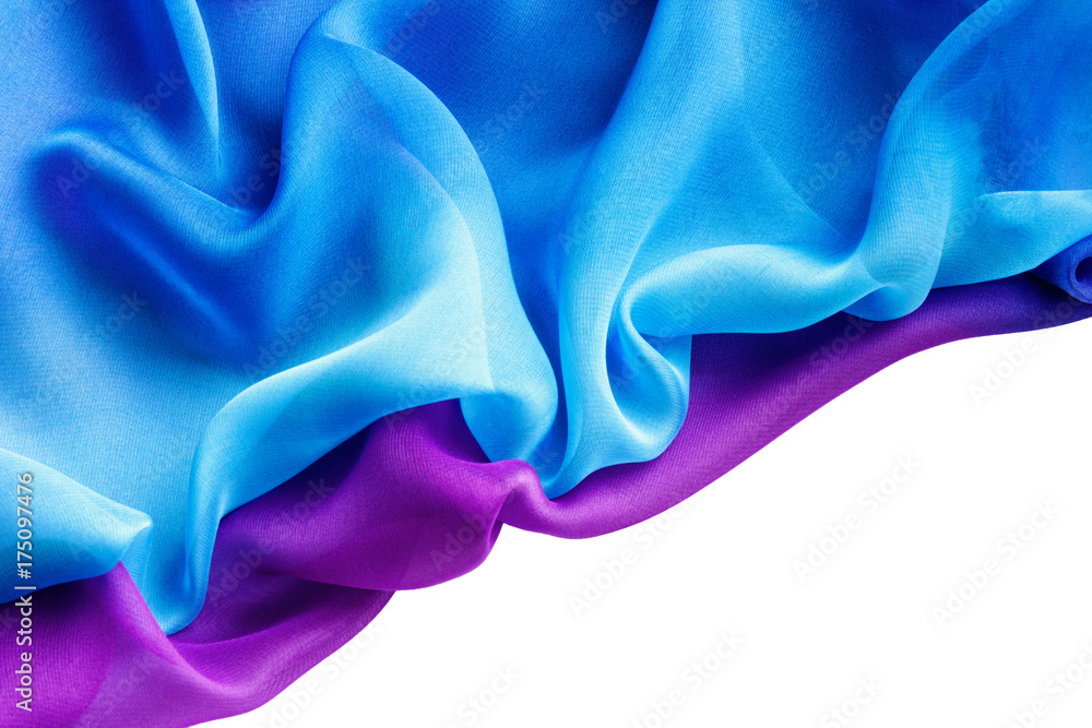 Fototapeta premium drapery of color chiffon isolated on white background