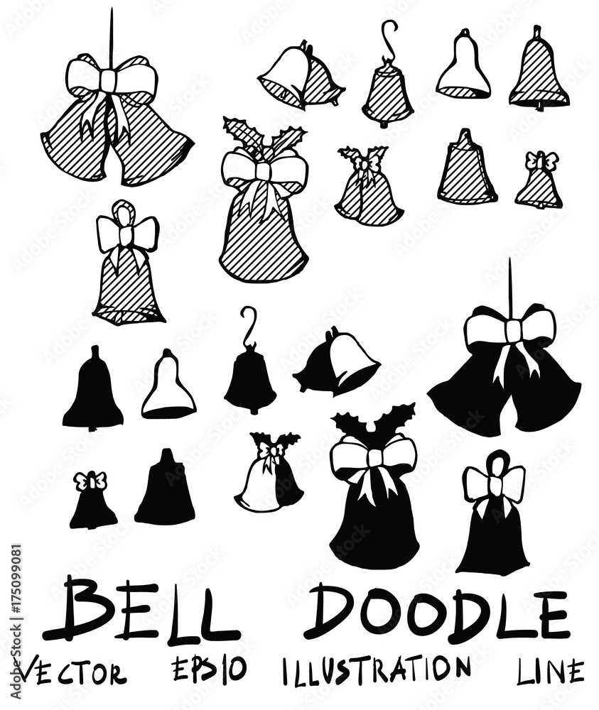 Hand drawn bell isolated. Vector sketch black and white background illustration icon doodle eps10 Hand drawn bell isolated. Vector sketch black and white background illustration icon doodle eps10
