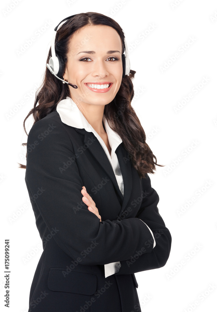 Support phone operator in headset, isolated Support phone operator in headset, isolated