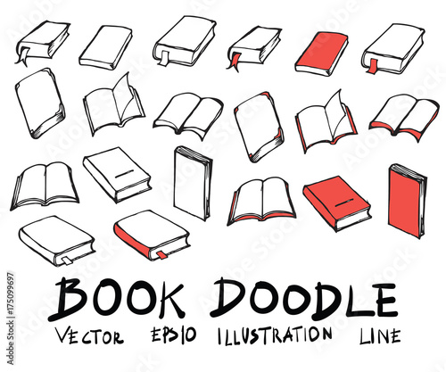 Hand drawn book isolated. Vector sketch black and white background illustration icon doodle eps10