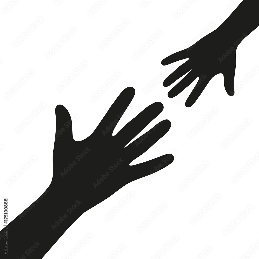 Kid and adult hand icon vector illustration on white background Kid and adult hand icon vector illustration on white background