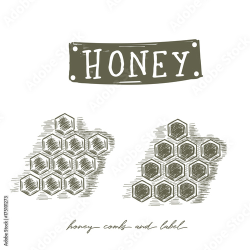 Honey combs and label