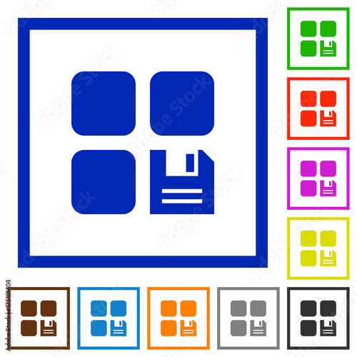Save component flat framed icons