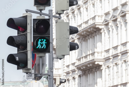 Gay friendly traffic light in Vienna, Austria