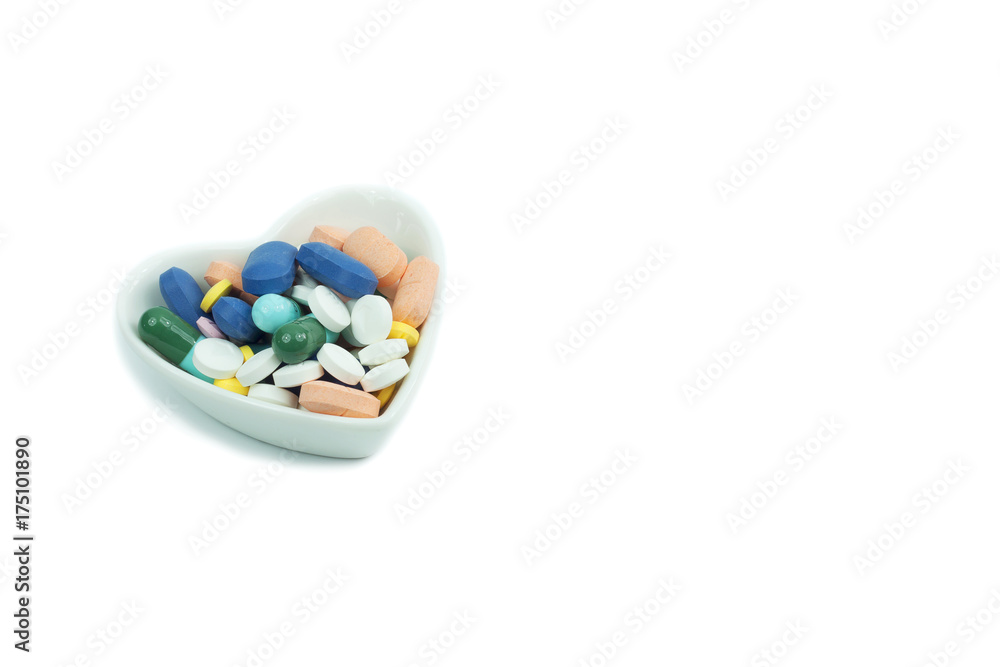 Medication in heart shaped container Medication in heart shaped container